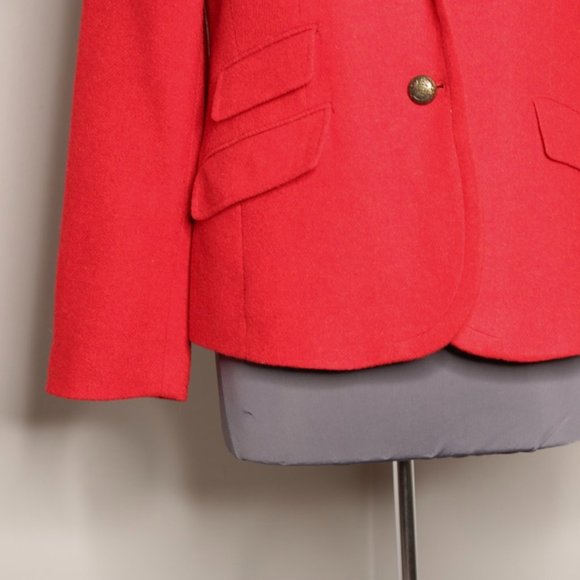 TALBOTS Petites Classic RED 2 Button WOOL Blazer SIZE 12p LIKE NEW Condition! - Picture 4 of 9